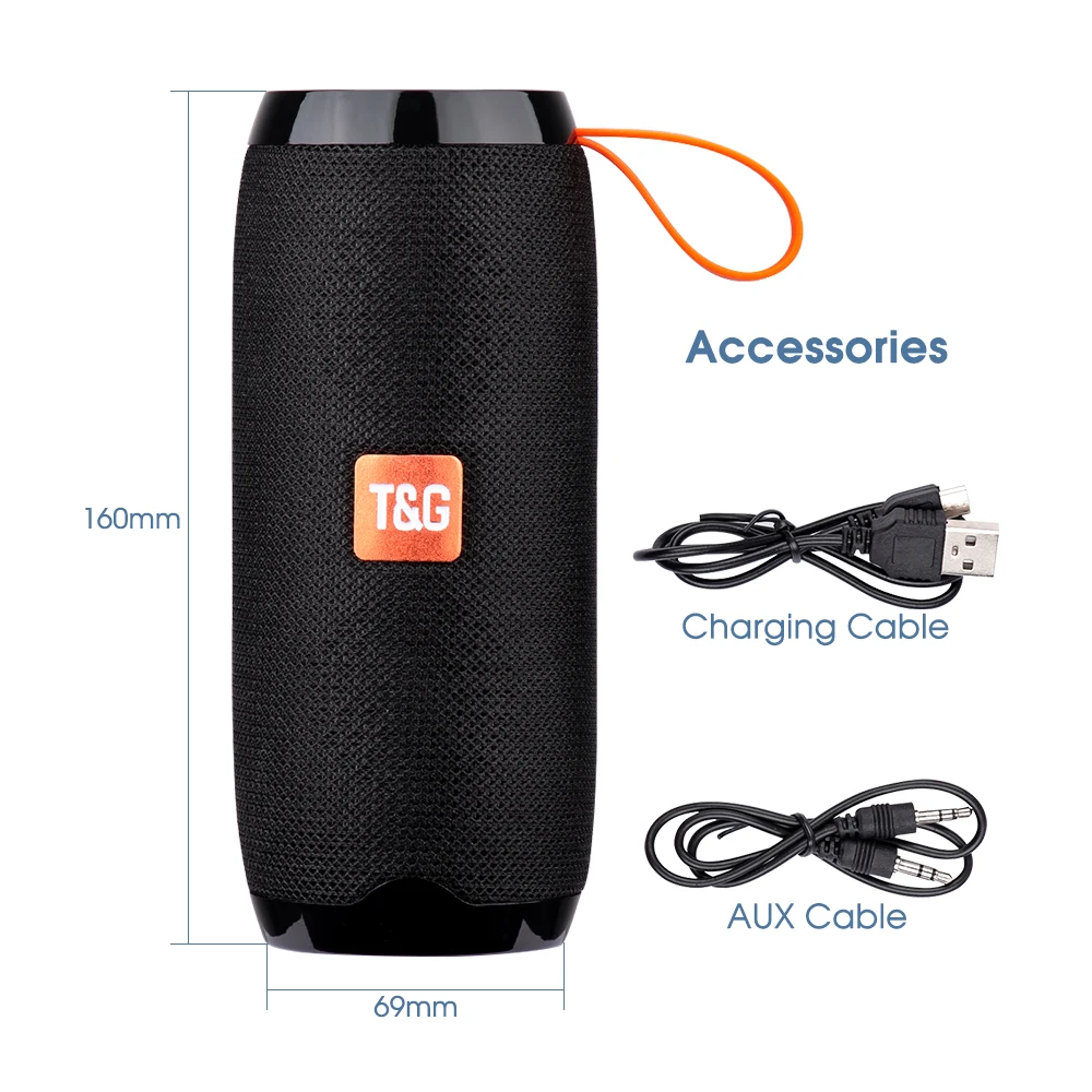 TG106 Stolpec Prenosni Bluetooth Mini Zvočnik z UKV-Radio Nepremočljiva Subwoofer Brezžični Loundpeakers Potovanja Vožnjo Predvajalnik Glasbe