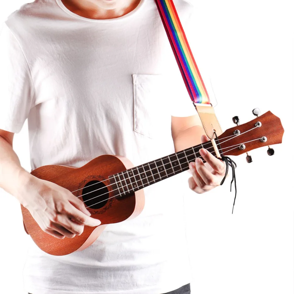Trak Havajih Guitarra Ukulele Mavrica Trak Nastavljiv Multicolor Ukulele Trak Mehka Nylon Pasu za Havajska Kitara Ukulele