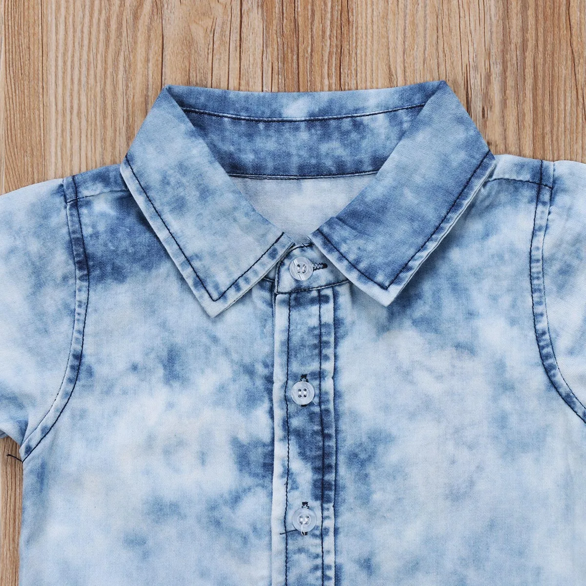 UK Novorojenčka Otroci Baby Boy 2T-7T Modro Nebo, Denim Bluzo Gumb Vrhovi Kavbojke T-shirt Poletje
