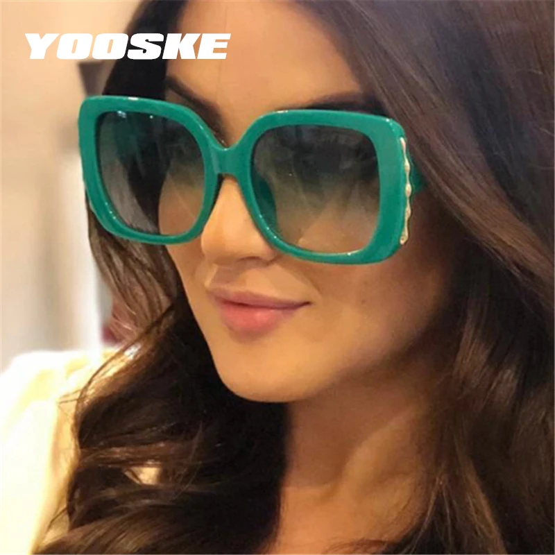 YOOSKE Prevelik sončna Očala za Ženske Retro blagovne Znamke Oblikovalec Gradient sončna Očala Ženski Velik Okvir Očal UV400