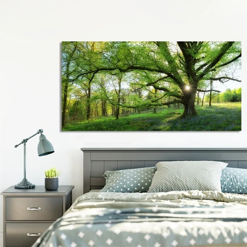 Zeleno Gozdno Krajino Plakat Platno Stensko Slikarstvo Umetnost Slike Dreves za Tiskanje Dnevna Soba Dekor Cuadros brez okvirja