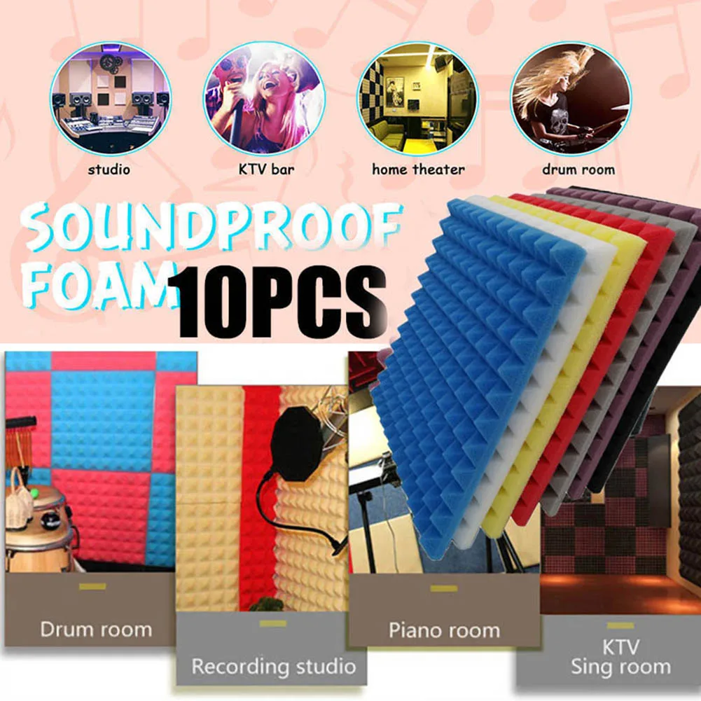 10Pcs Izolirani Pene Studio Akustične Pene Zvočne Absorpcije Zdravljenje Plošča 2019ing