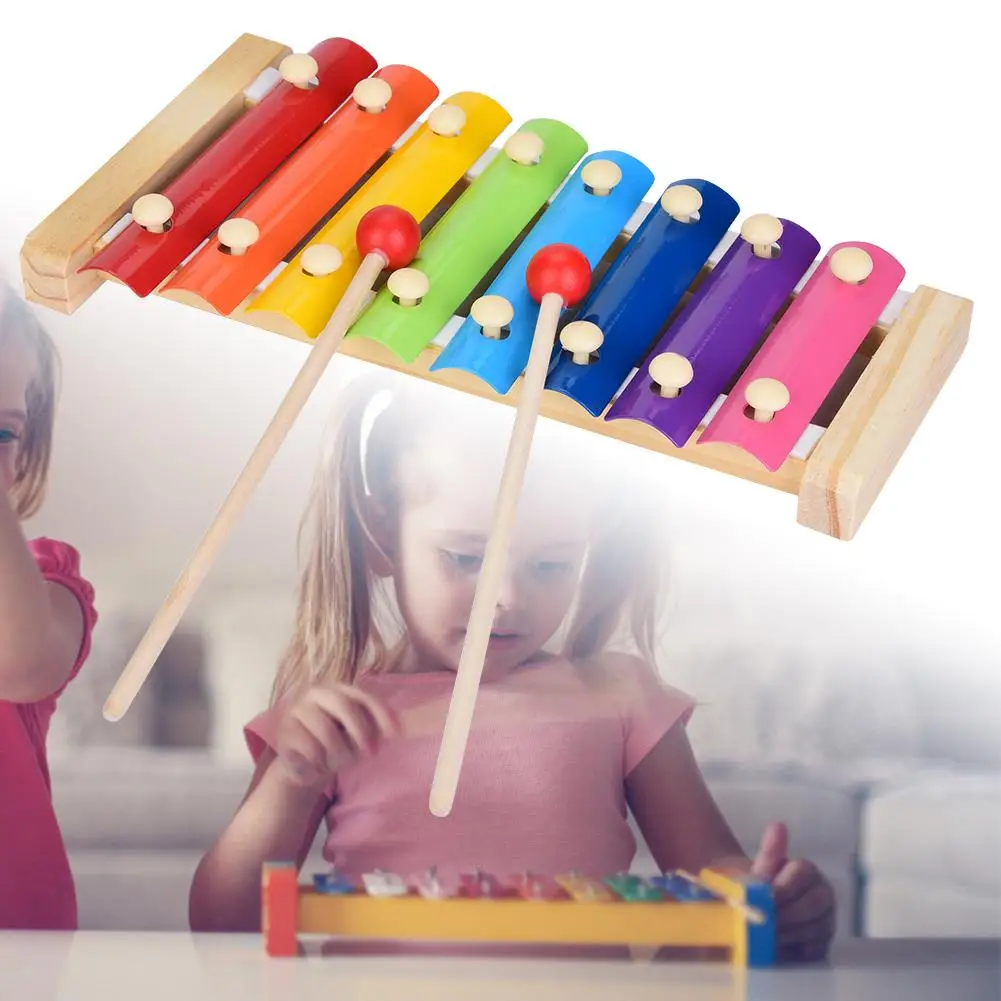 12Pcs Malčka Glasbila Lesene Xylophone Nastavite Otrok Tolkala Igrače Instrumenti za Otroke Predšolske Vzgoje