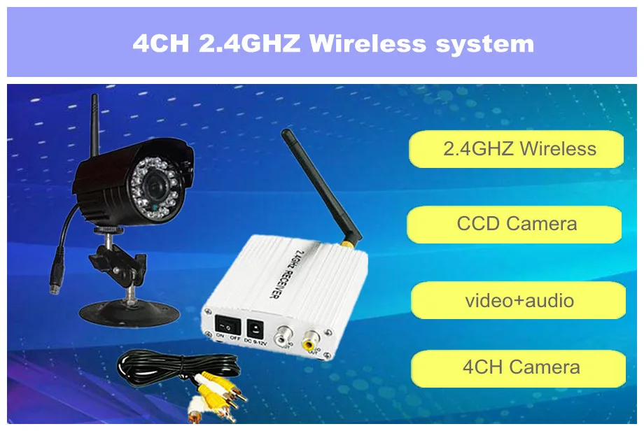 2.4 GHZ Brezžična kamera video audio cctv sistema za zaščito, WIFI sprejemnik oddajnik na prostem Night vision brezžični nadzor kit