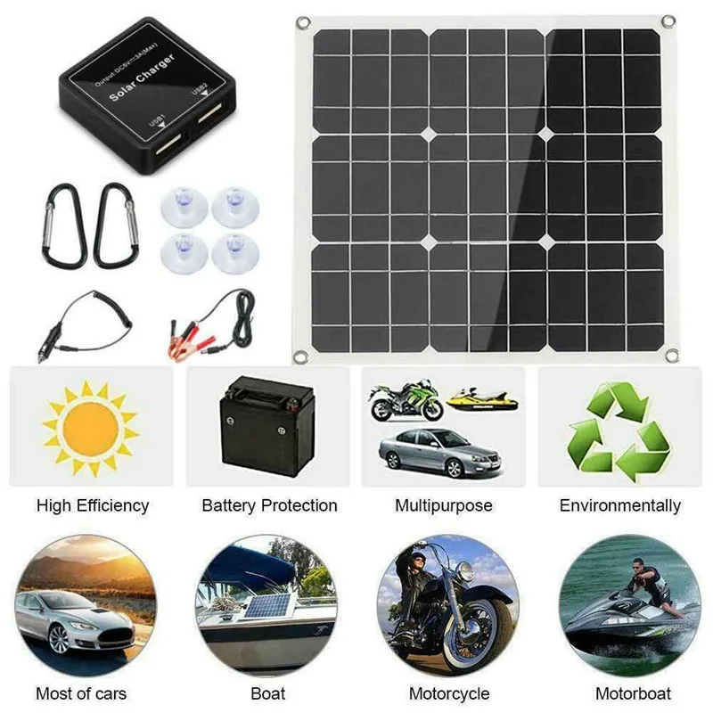 200W solarnimi Z 30A Krmilnik za Dual USB 12V/5V Nepremočljiva Monocrystalin Sončne Celice, Regulator za Avto, Jahto Napolnjenosti Baterije