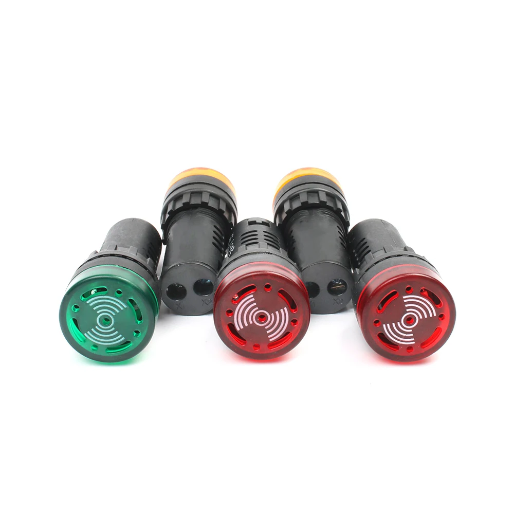 20pcs AD16-22SM 22 mm 12V 24V 110V 220V Flash Signala sveti Rdeča LED Aktivni Zumer rdeča rumena zelena