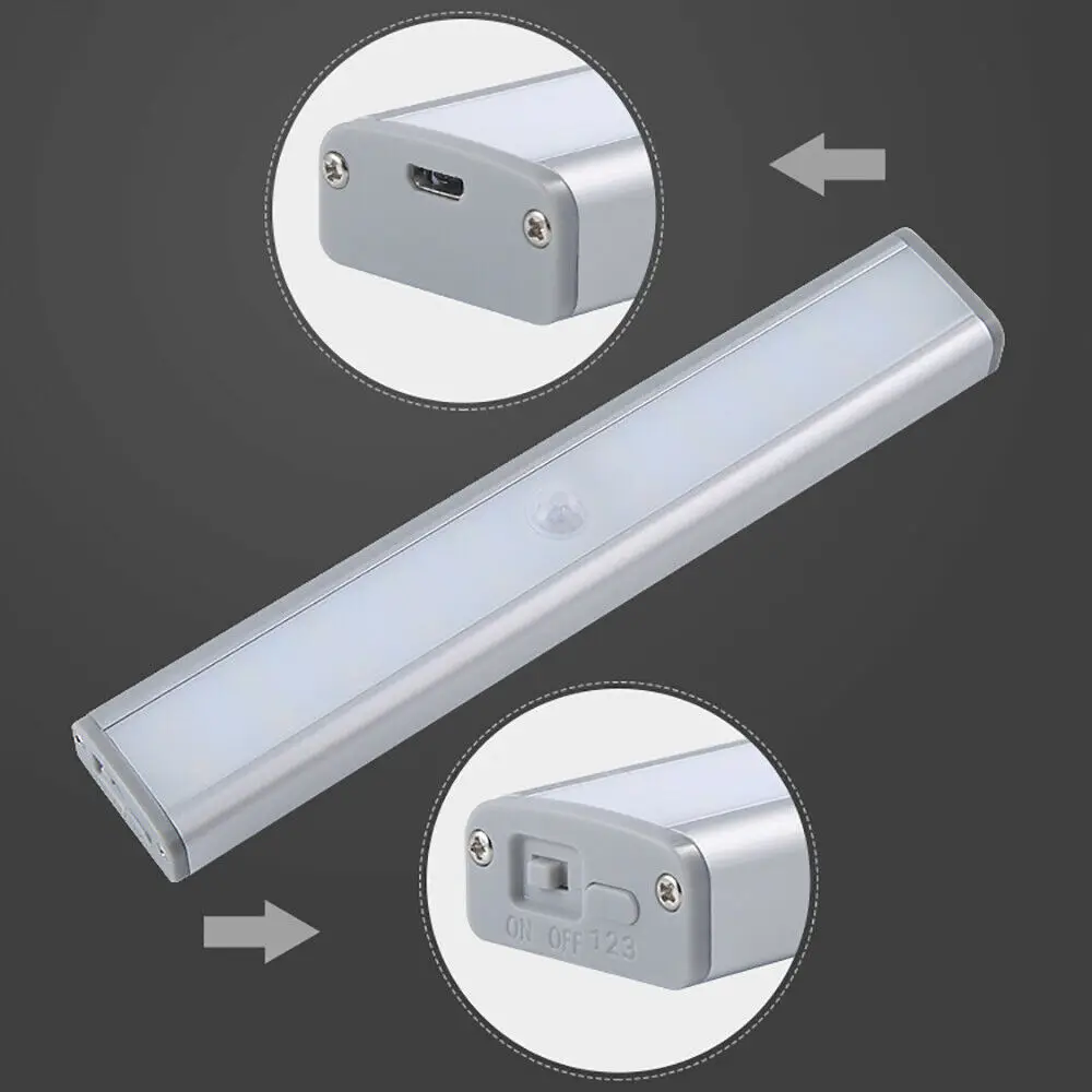 2pcs 30 LED PIR Omari, Svetlobni Senzor Gibanja za ponovno Polnjenje USB Magnetnimi Trakovi Kabinet Svetilka Noč Luč Za Omaro Stopnicah Kuhinja