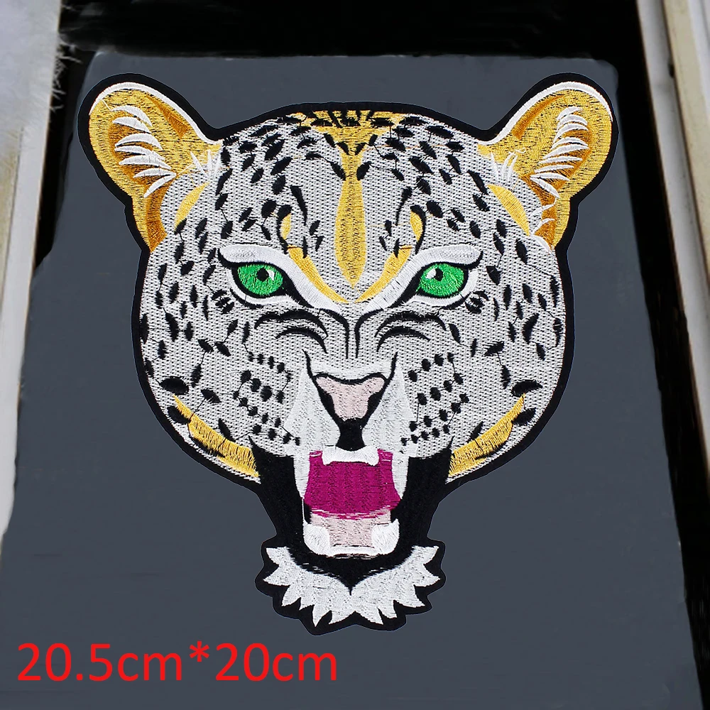 2Pcs Leopard Glavo Vezenje Šivanje na Železa na Obliž za Oblačila Aplicirano DIY Klobuk, Plašč Obleko Pribor, Krpe, Nalepke TH1130