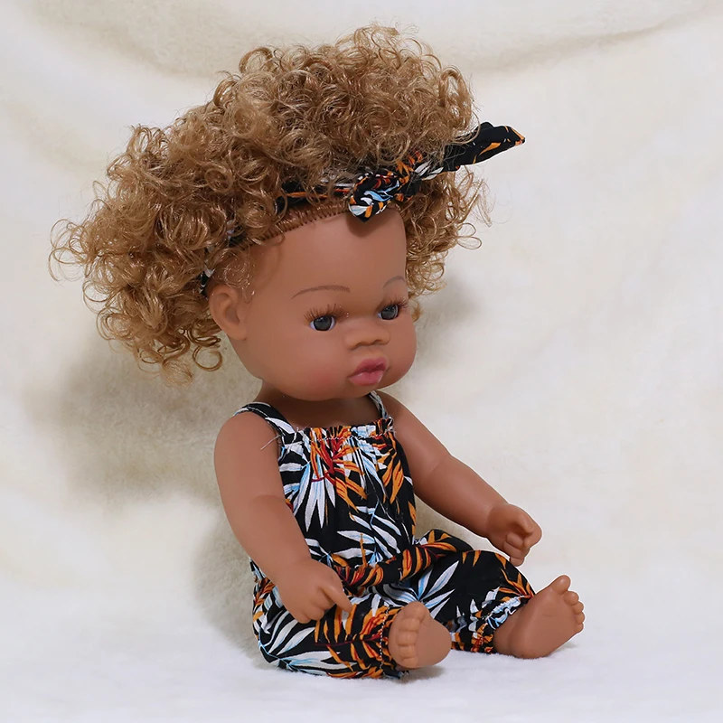 35 CM Afriške Prerojeni Baby Doll Kopel Igra Polna Silikona Črne Lutke Otroka Poletje Nepremočljiva Rodi Punčko Igrače Dekle Božično Darilo