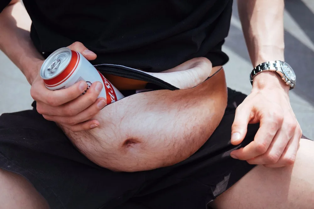 3D Moški Pivo Trebuh Pas Vrečko PU Potovanja Telefon Organizator Novost Anti-Theft Ženska Trebuh Žepi Pasu Paket Dadbag Smešno Darila