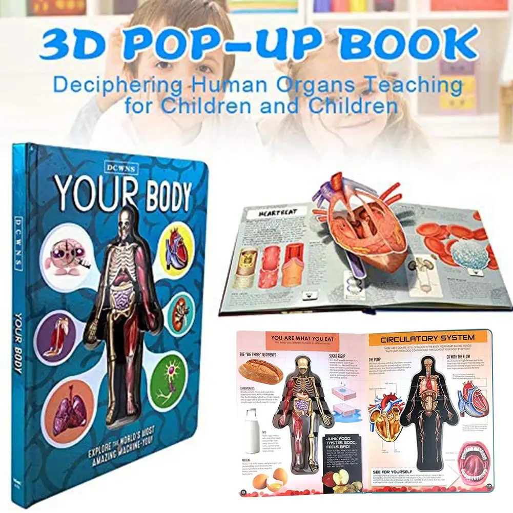 3D Sliko Človeškega Telesa Struktura Knjige Anatomija Znanost Učenje Otrok, Zgodnje Izobraževanje Knjige Otroci Igrače Naključno Pokrov