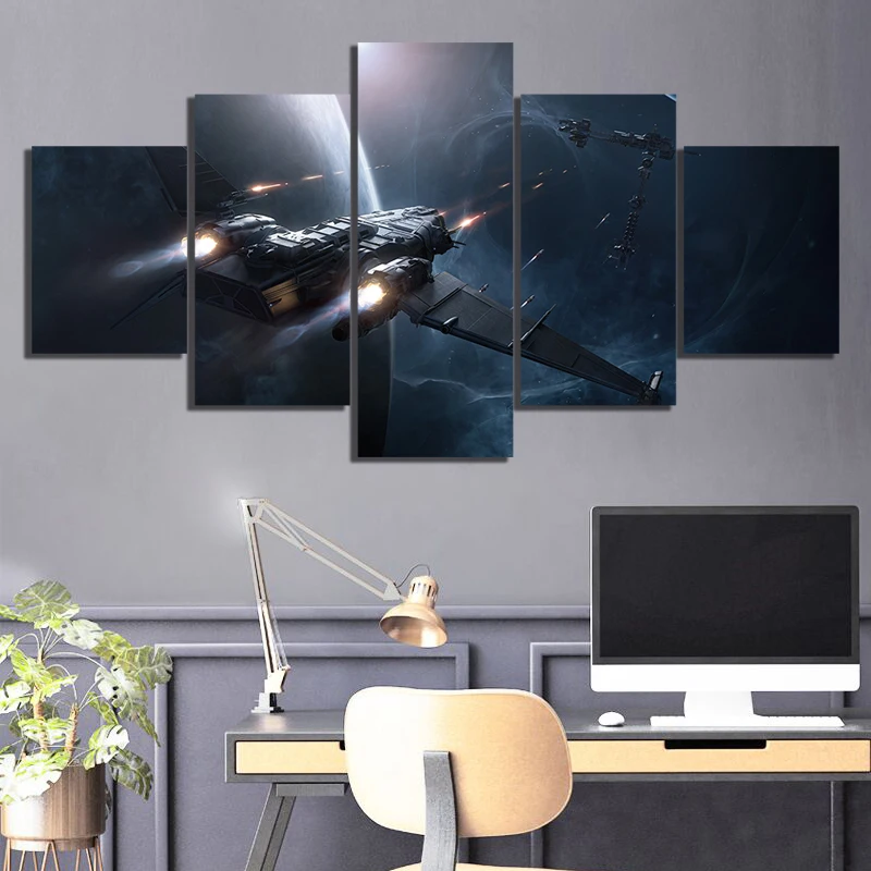 5 Kos HD Fantasy Art Slike Vesoljska Ladja, ki je Star Državljan Video Igre, Poster, Stenske Nalepke, Platno, Slike za Dom Dekor Wall Art