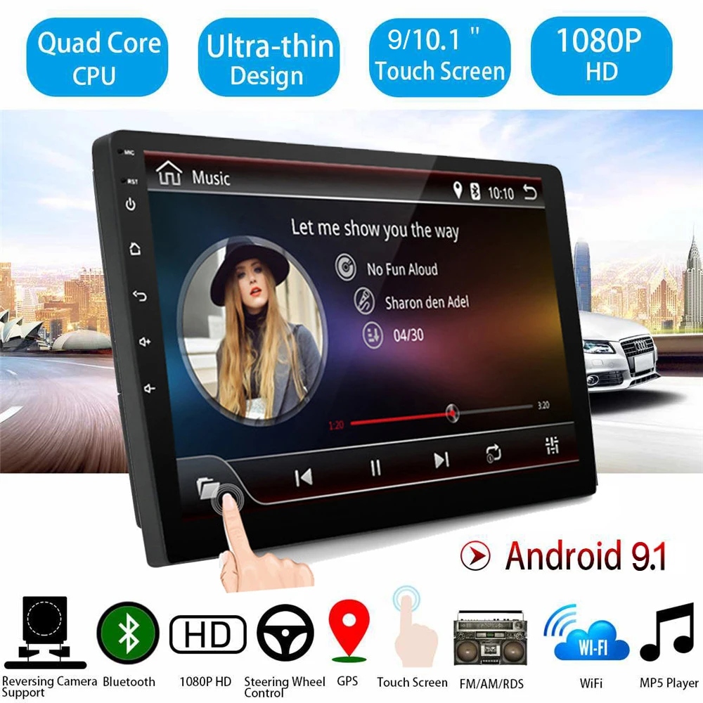 9/10.1 cm 2 Din Android 9.1 Avto Multimedijski Predvajalnik, Radio Audio Stereo GPS Navigacija za Avto Brez DVD Predvajalnik Samodejno Stereo FM DAB BT
