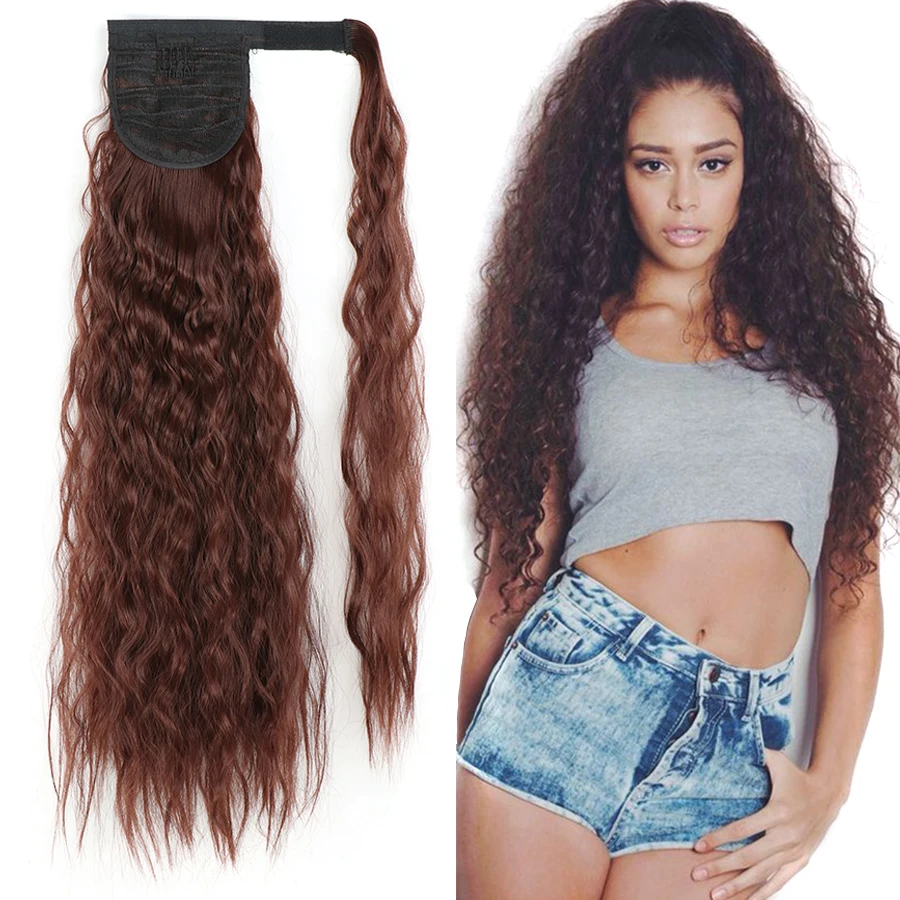Afro visoko puff čop las razširitev hairpiece za black ženske naravno valovite konjski rep sintetičnih false las kos