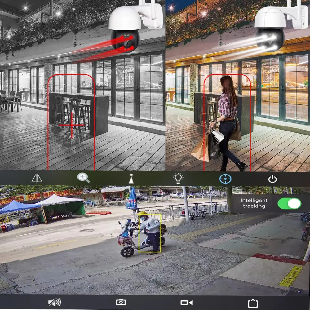 AI Človekovih Auto Tracking 3MP PTZ Wifi IP Kamera H. 265 Prostem Brezžična Kamera ONVIF Avdio Smart Svetlobe Varnosti CCTV Kamere