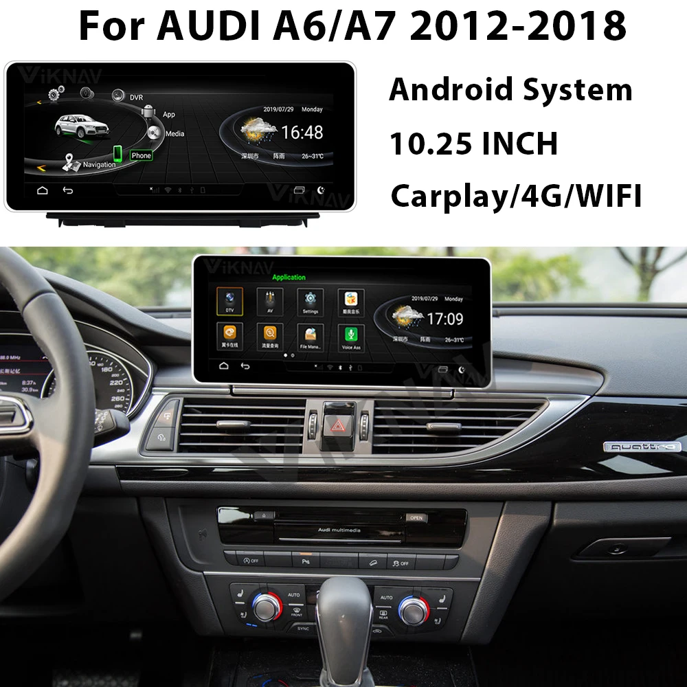 Android, GPS Navigacija za Avto Multimedijski Predvajalnik DVD-jev za Audi A6 A7 2012 2013 2016-2018 avto radio na zaslonu na dotik palčni 10.25