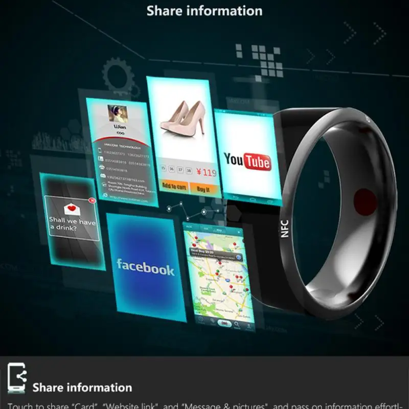 Anillo inteligente multifuncional resistente al agua NFC, anillos digitales inteligentes de desgaste par teléfonos Android