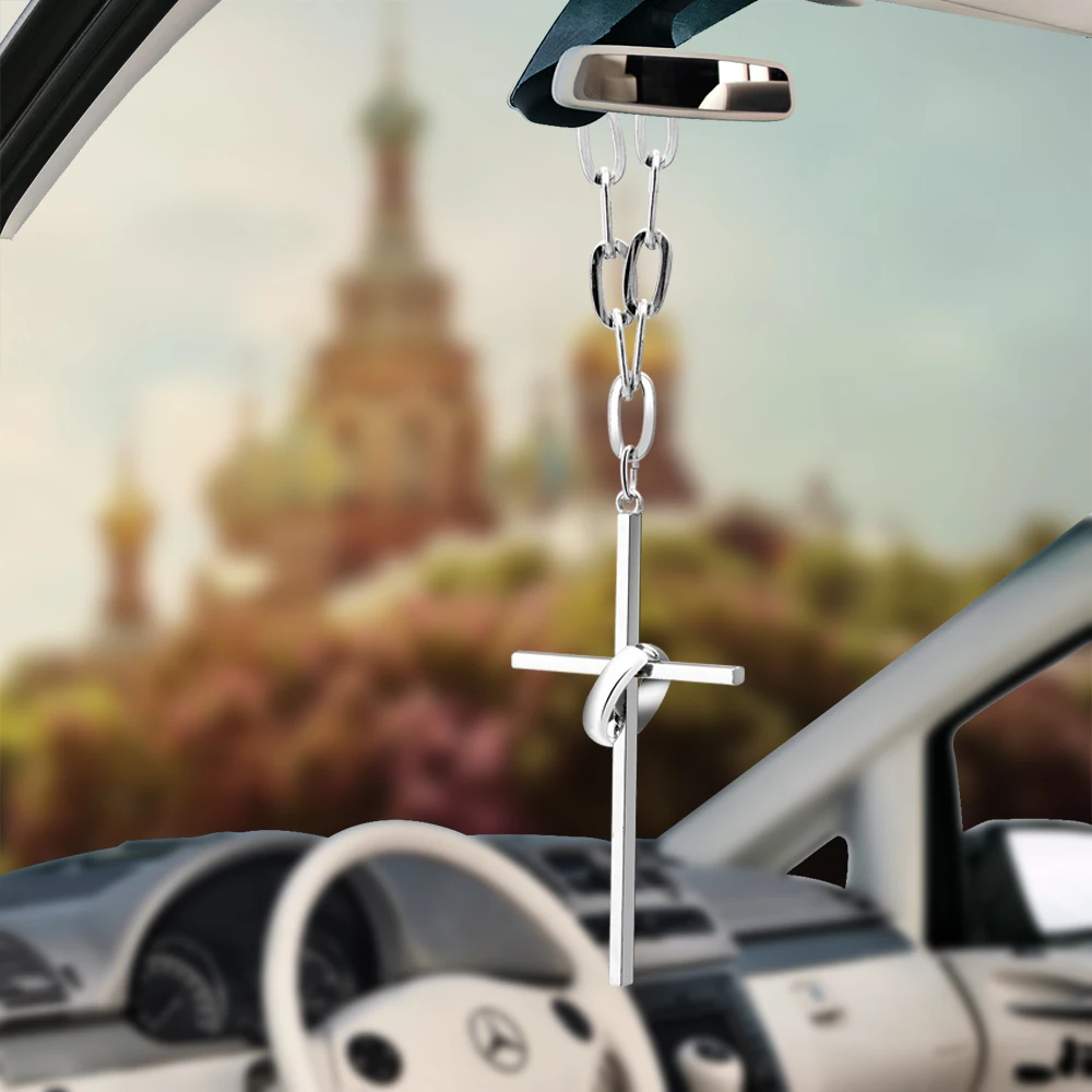 Avto Obesek je Jezus Križ Križ obroč Okraski Čare Rearview Mirror Okraski Visi Auto Dekor Avtomobilov Dodatki za Vroče Darila