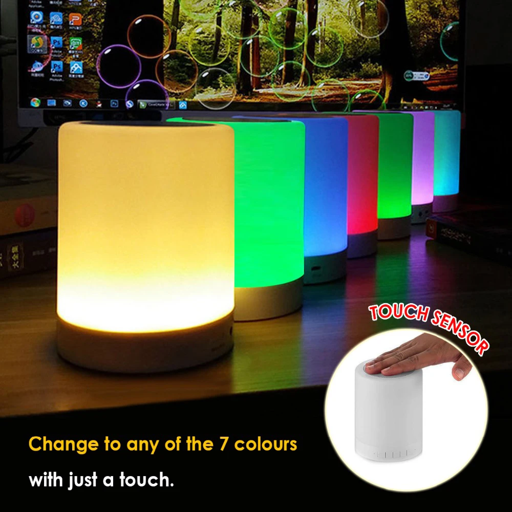 Barvita Noč Svetlobe Z Brezžični Bluetooth Zvočnik Pametnih Prenosnih Dotik za Nadzor Barv LED Desk namizne Svetilke Podpira TF Kartice AUX