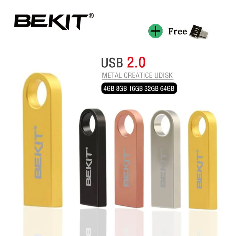 Bekit USB Flash Disk 64GB Kovinski Pendrive High Speed USB Ključek 32GB Pen Drive Pravi Kapaciteta 16GB USB 2.0 Flash Disk Pravokotnik