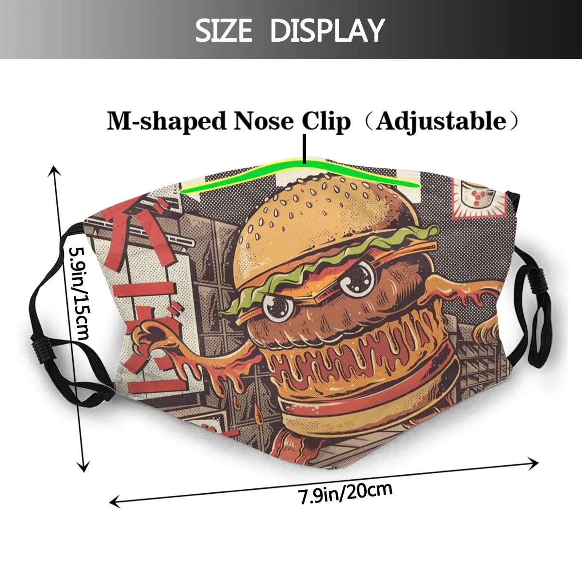 BurgerZilla Hamburger Non-Enkratno Usta Masko Dustproof Maske Z Filtri, Zaščitni Pokrov Respirator