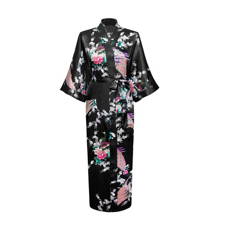 Cvetlični Seksi Žensk Svileno Haljo Nightgown Natisnjeni Sleepwear pijama Dolgo Kimono Kopalne Obleke Plus Velikost Poroko Neveste Bridesmai Robe