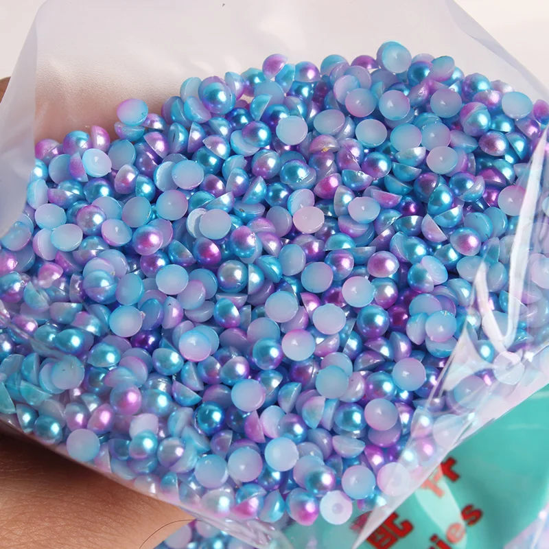 Debelo ABS Plastike Pol Krog Pearl morska deklica barve Flatback kroglice za DIY dekorativni dodatki