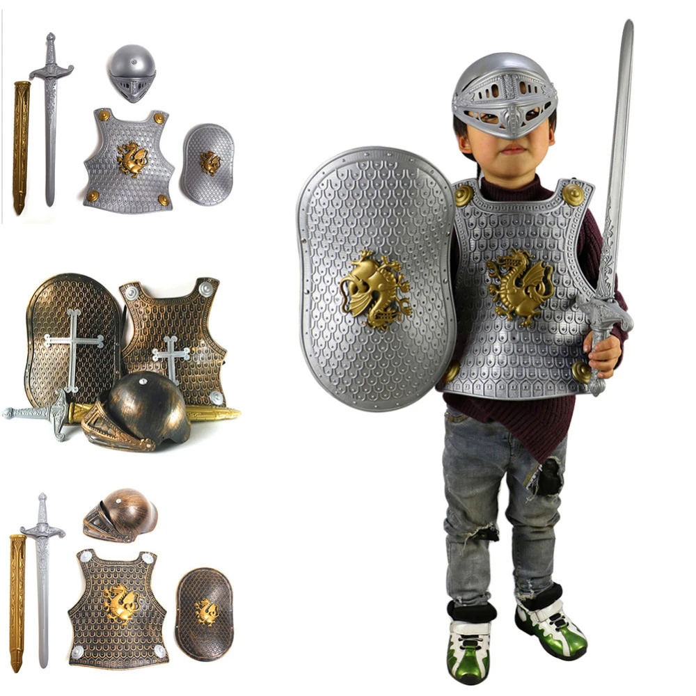 Halloween Otroci Otrok, Cosplay Telovniki Kostum Prop Rimski Bojevniki Otroci Vitez Gladiator Nastavite Oklep+Ščit+Meč+Čelada