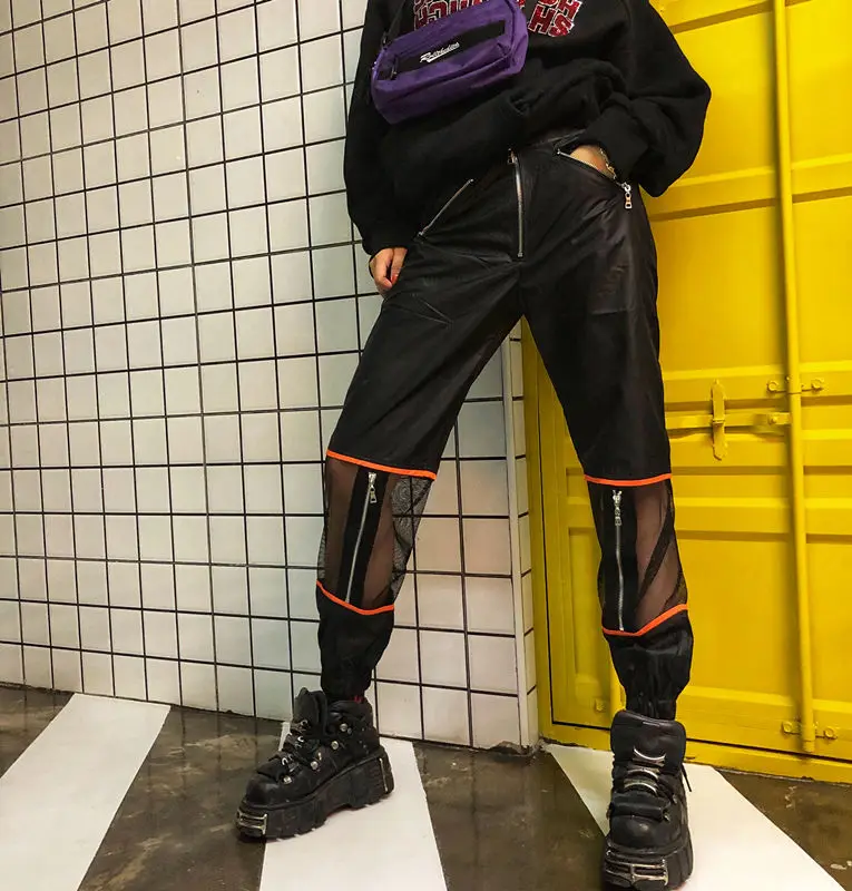 Harajuku kul street punk stil očesa zadrgo priložnostne ženske dolge hlače YQ-578