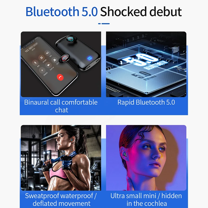 HBQ Q66 Bluetooth Slušalke TWS Brezžične Slušalke 5.0 Slušalke 6000mAh Moči Banke Čepkov Slušalke Slušalke Za IPhone Android