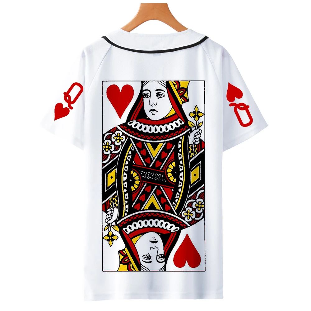 Hip Hop Poker Baseball Majica 3D Moški/ženske Poletje Kratka majica s kratkimi rokavi Moški Oblačila Fantje/dekleta Kratek Rokav Tshirts s Klobuk Bombaž