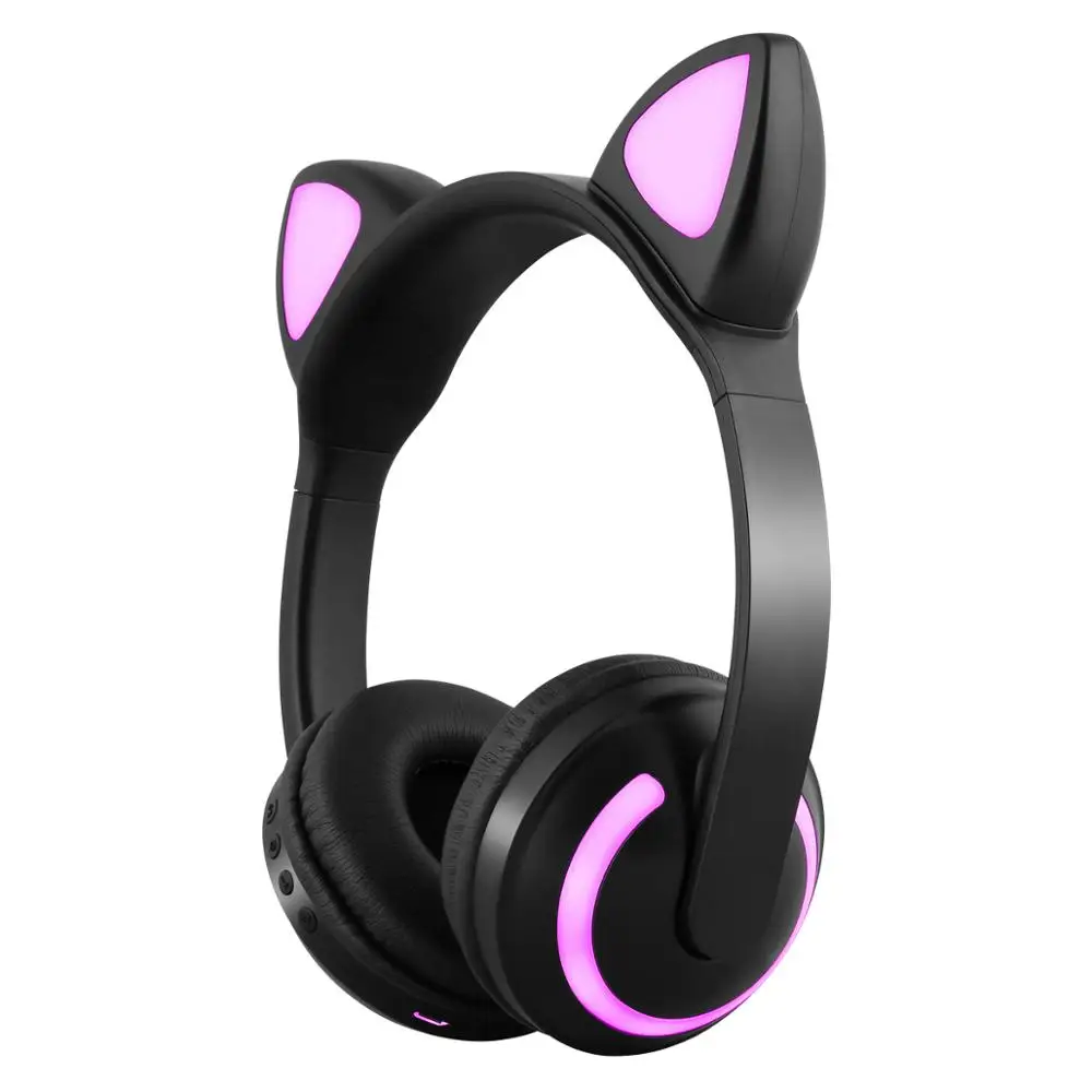 Holyhah brezžične bluetooth stereo gaming slušalke slušalke 7 barv LED svetlobe utripajoča žareče mačje uho slušalke za stranke darilo