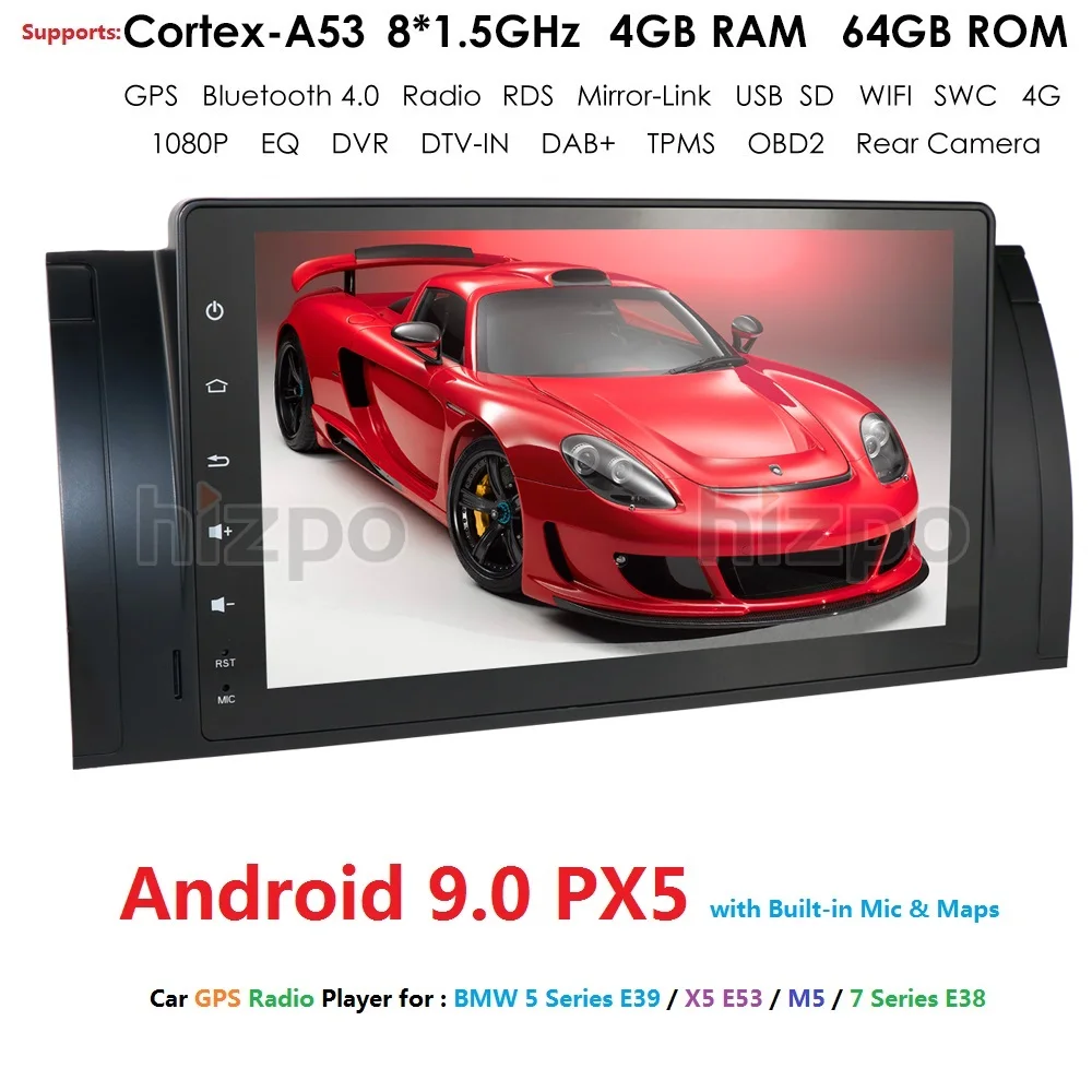IPS DSP Android 9.0 4 GB, 64 GB Avto NODVD IGRALEC Za BMW X5 E53 E39 GPS stereo avdio navigacija multimedia zaslon vodja enote usb dvr