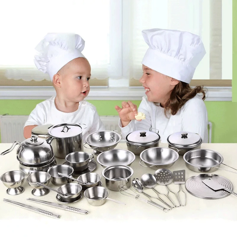 Iz nerjavečega Jekla Smešno Otroci Simulacije Kuhinja Igrače Kuhanje Kuhanje Otrok, Kuhinjske Posode Pretvarjamo Vlogo Igra Igrače za Otroke