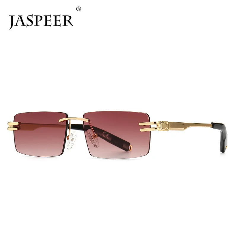JASPEER Retro Pravokotni sončna Očala Rimless Moški Ženski Kvadratnih sončna Očala brez okvirjev Moških 2021 UV400 Pravokotnik Očala