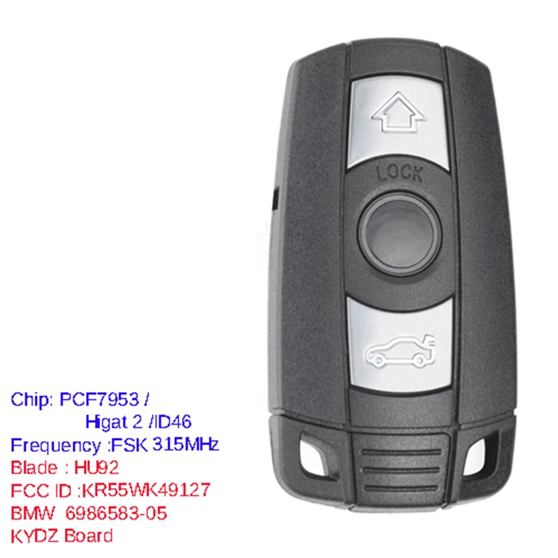 KEYECU KYDZ Smart CAS3 Daljinski Ključ S 3 Gumb 315LP/ 315MHz/ 433MHz/ 868MHz PCF7953 - FOB za BMW E60 E61 E90 1 3 5 6 7 Series