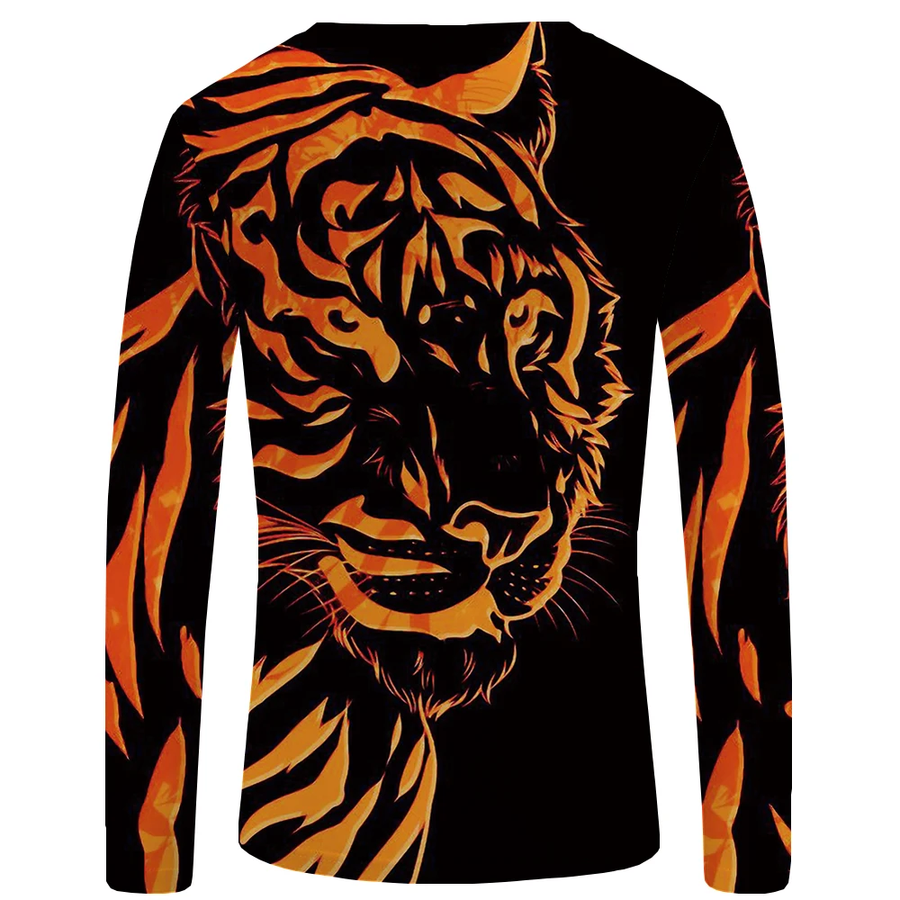 KYKU Tiger majica s kratkimi rokavi Moški z Dolgimi rokavi Plamen Japonska Živali Kul Tiskanja Punk zabavne majice Rock Mens Oblačila Kratek Rokav