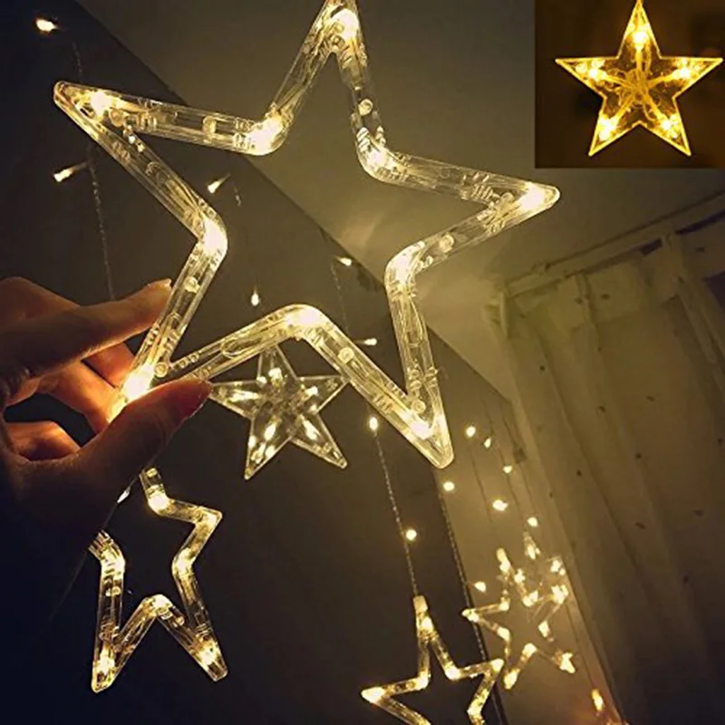 LED Niz Luči 4,5 M Pravljice Star Zavesa Svetlobe, Poroka Garland Božič, Lučka 8 Utripajoča Načini Neon Luči Doma Dekor