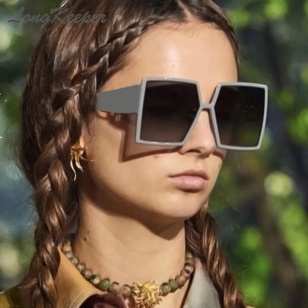 LongKeeper Prevelik Odtenki Ženska sončna Očala Modni Črni Kvadrat Očala Velik Okvir sončna Očala Vintage Retro oculos feminino