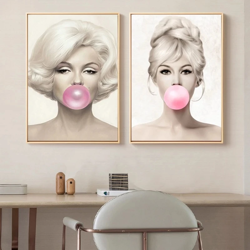 Marilyn Monroe Žvečilni Gumi Platno Slikarstvo Znana Igralka Audrey Hepburn Plakatov In Fotografij Barvanje Slike Za Dom Dekor