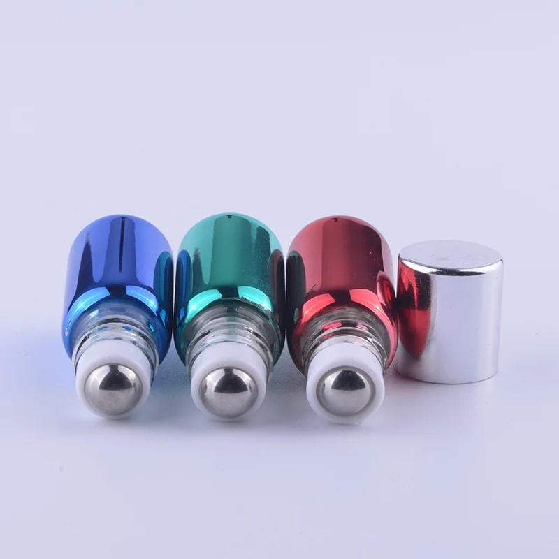 MUB - 3ml 50pcs/veliko Mini UV Steklo Kovine Roll-on Steklenico za Eterična Olja Vzorec Potovanje Primeru Prazne Stekleničke Parfuma Posodo Tehtnica