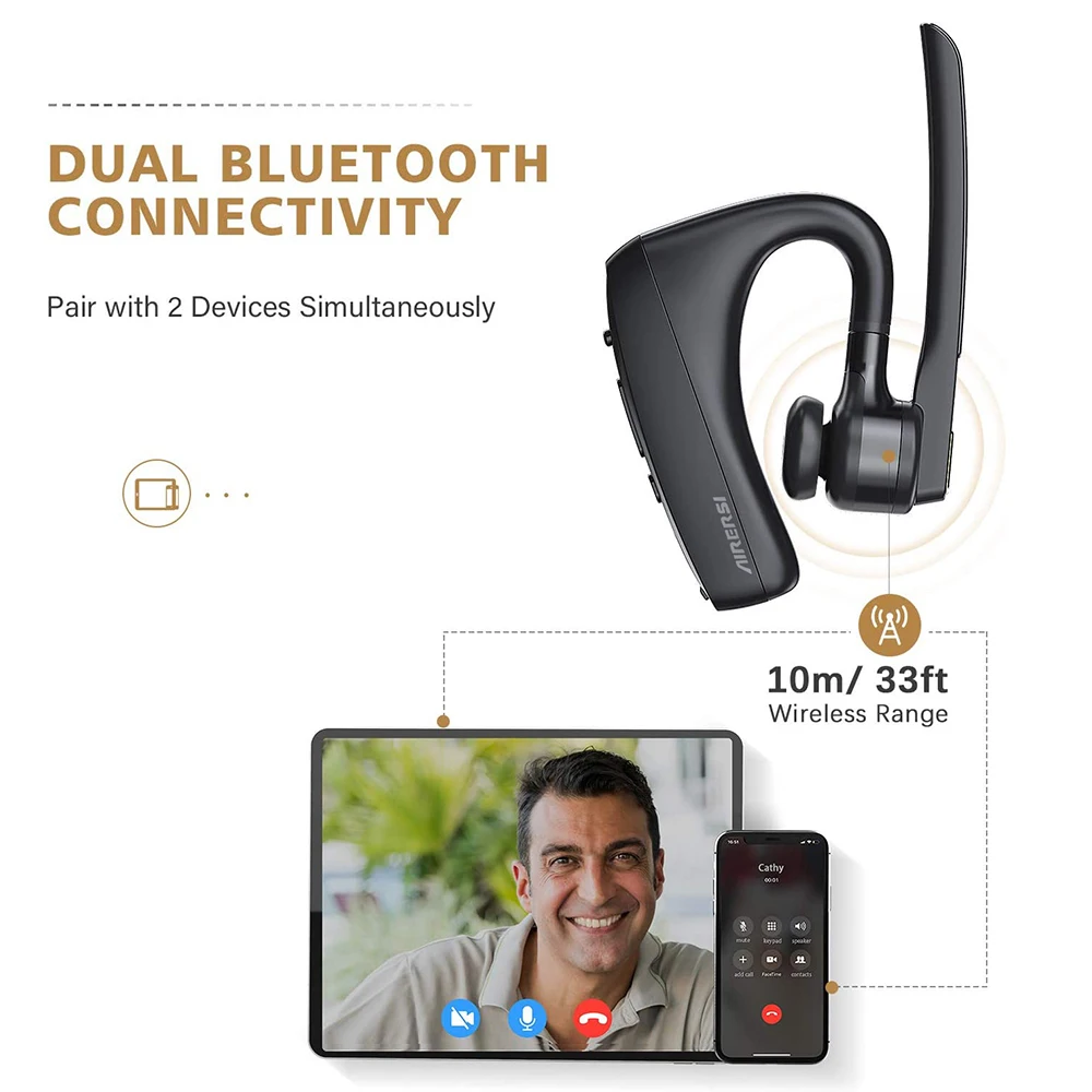 Najnovejši Bluetooth Slušalke Brezžične Slušalke z Dvojno Mic Zmanjšanje Hrupa Bluetooth Slušalke z Mute Stikalo za Vse Pametne Telefone