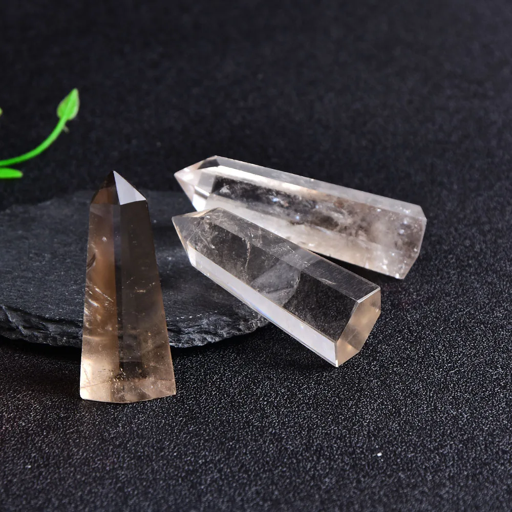 Naravni Dimljen Quartz Crystal Točke Zdravilni Kamen Šesterokotne Prizme 50-80 mm Obelisk Palico Zdravljenje Kamniti Stolp DIY Darilo 1PC