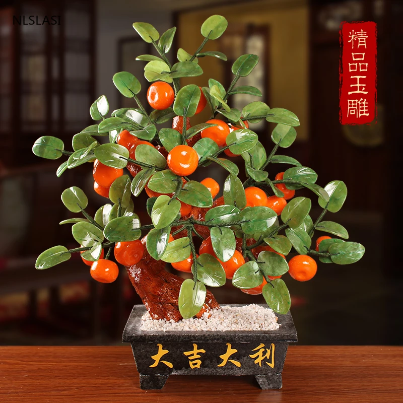 Naravni jade Fortune Drevo ornament Bogastvo Kitajski Ingot Drevo Srečo, Denar Drevo Home Office Dekoracijo Namizje Lepo Obrti