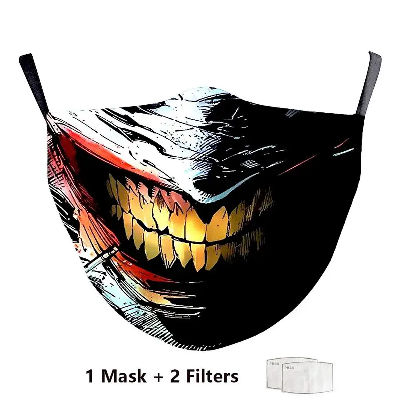 Natisne 3D Fashion Smešno Masko z ogljem Filtri sprednji Pokrov Maske za noč Čarovnic Stranke Odraslih Ponovno Stroj Usta-žarilna