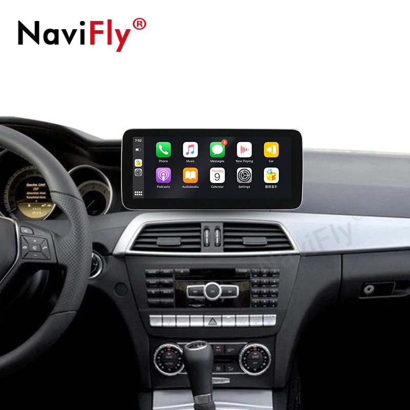 NaviFly Carplay Android 10 Avto dvd radio multimedijski Predvajalnik, GPS Navigatio za Benz C razred W204 C180 C200 C250 C350 2011-2013