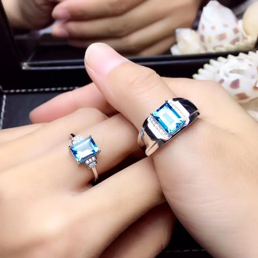 Nekaj obroč naravnih topaz gemstone Obroč pravi 925 sterling srebrni prstan valentine dobro modra barva gem obletnico darilo