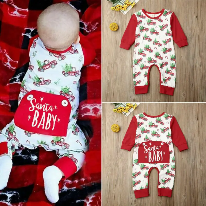 Newborn Baby Fantje Dekleta Božič Romper Bodysuit Jumpsuit Oblačila, Obleke, Hlače