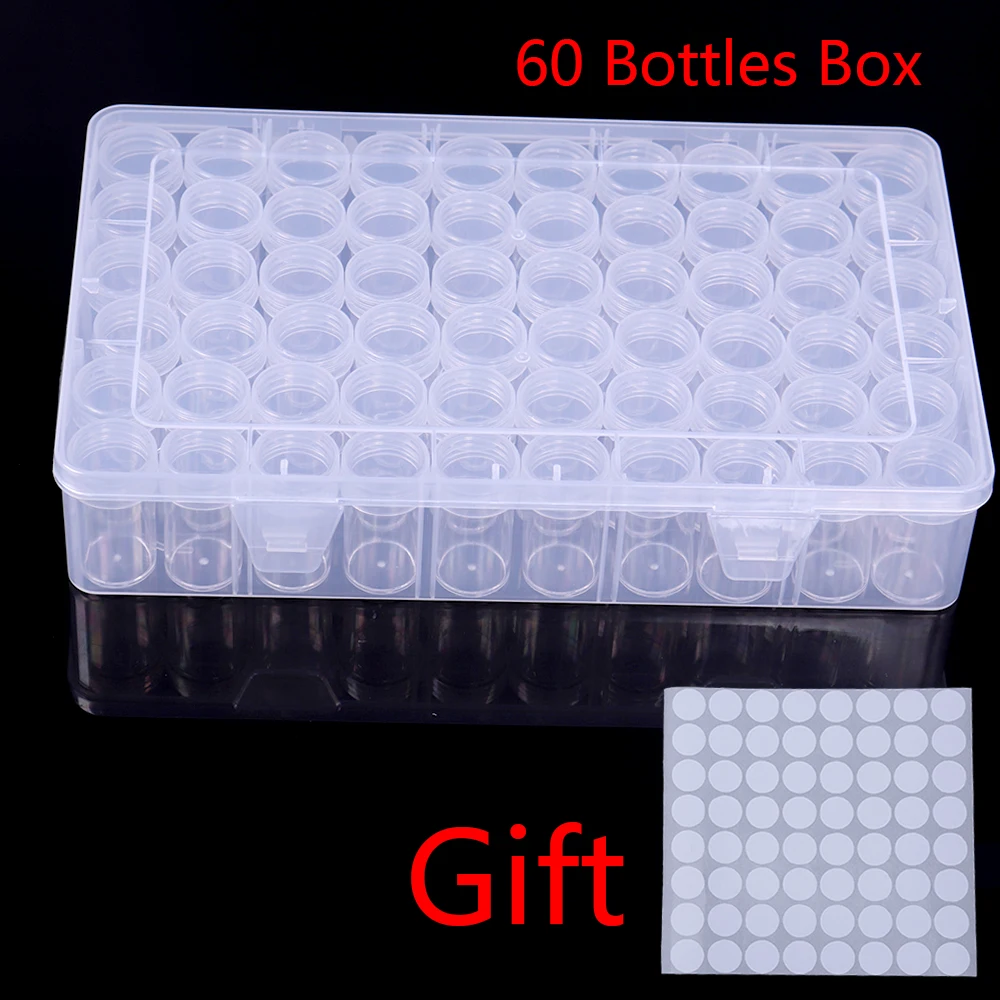Nov 60 Steklenic Box Prozorni Posodi Primeru Diamond Slikarstvo Pribor Diamond Vezenje Kroglice Škatla Za Shranjevanje Organizator Orodja