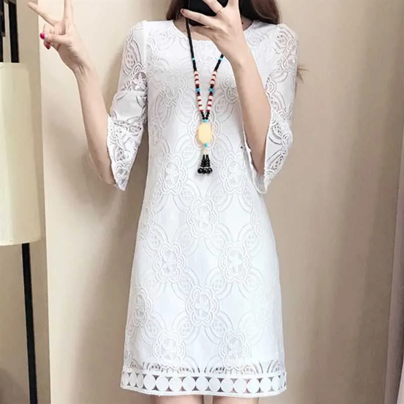 Novi Korejski Velikosti Ženske Poletne Obleke Bele Čipke Mini Stranke Obleke Sexy Klub Priložnostne Letnik Plaža, Sonce Obleko